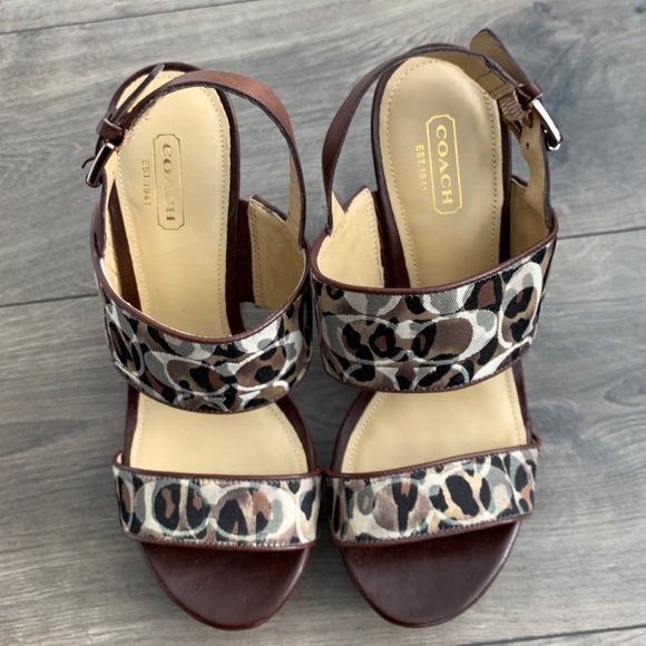 COACH Jezebel ocelot-printed wedged sandal - Picture 7 of 9